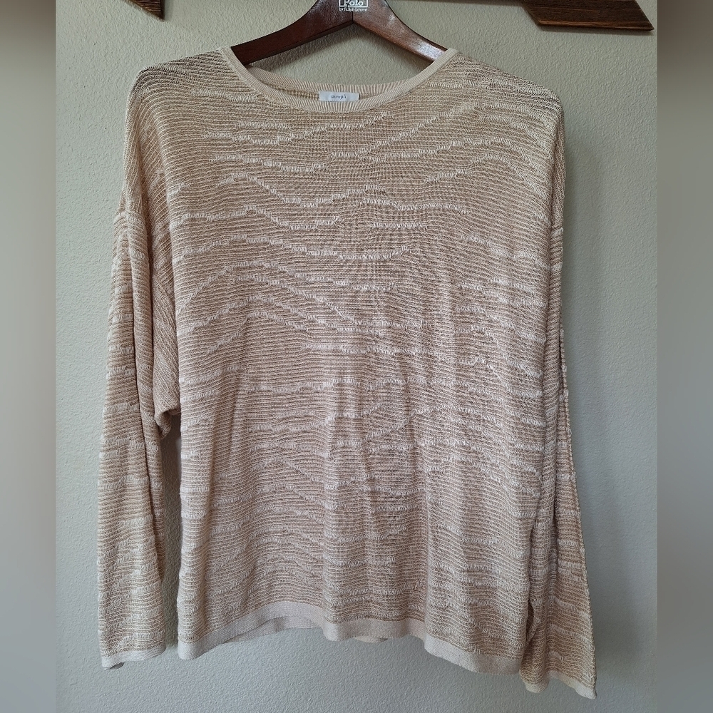 Pure Jill Womens Linen Blend Textured Sweater Oatmeal Size M